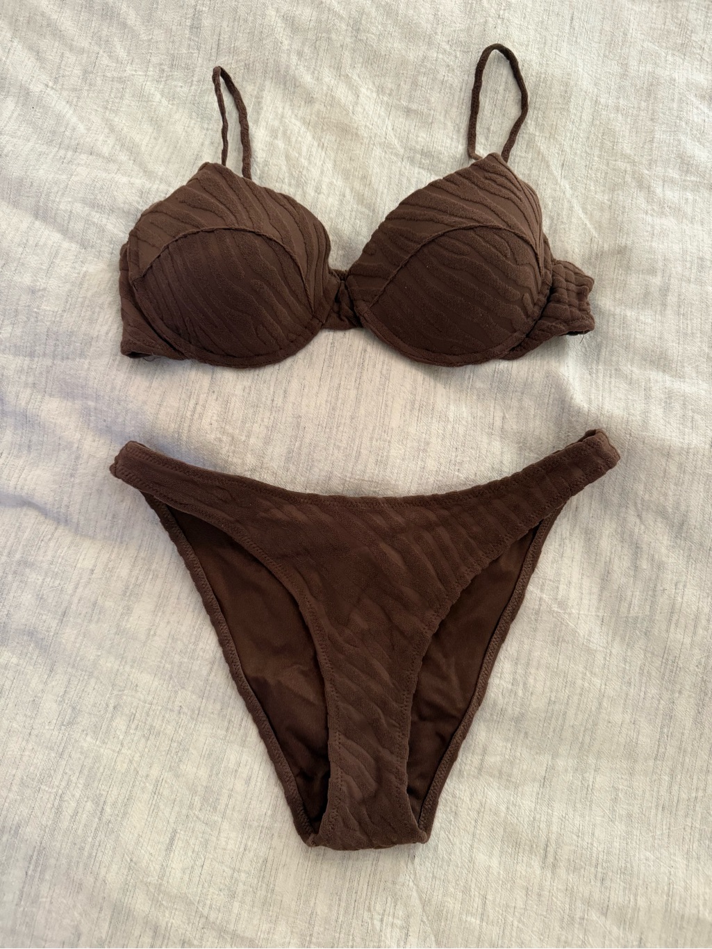 Triangl Brown Textured Bikini Set Medium